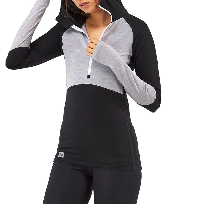 MONS ROYALE Bella Tech Hoodie - Women's Black/Grey Marl