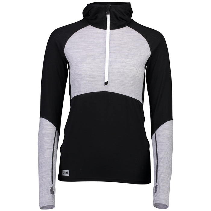 MONS ROYALE Bella Tech Hoodie - Women's Black/Grey Marl