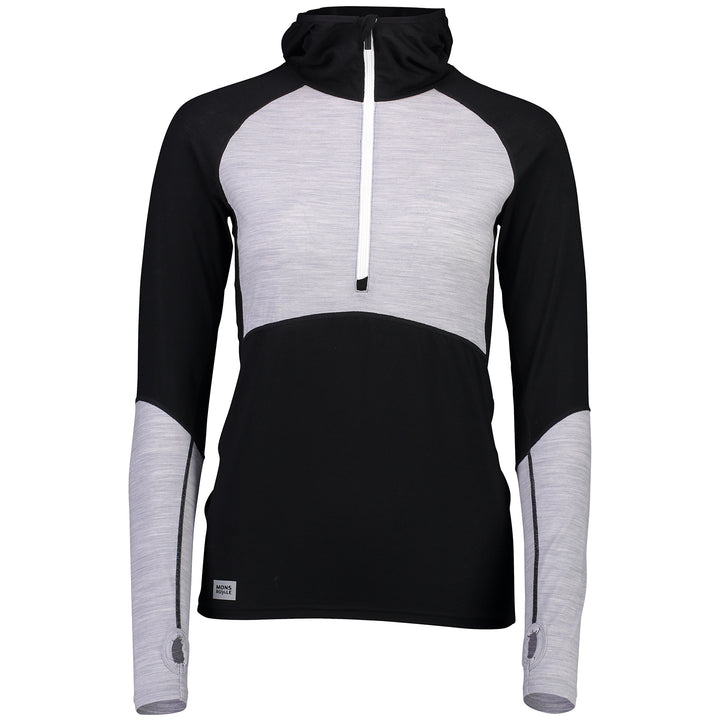 MONS ROYALE Bella Tech Hoodie - Women's Black/Grey Marl