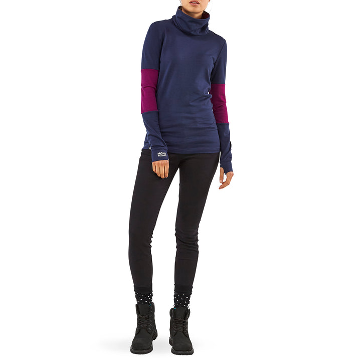 MONS ROYALE Cornice Rollover Long-Sleeve Top - Women's Navy/Pinot