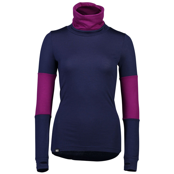 MONS ROYALE Cornice Rollover Long-Sleeve Top - Women's Navy/Pinot