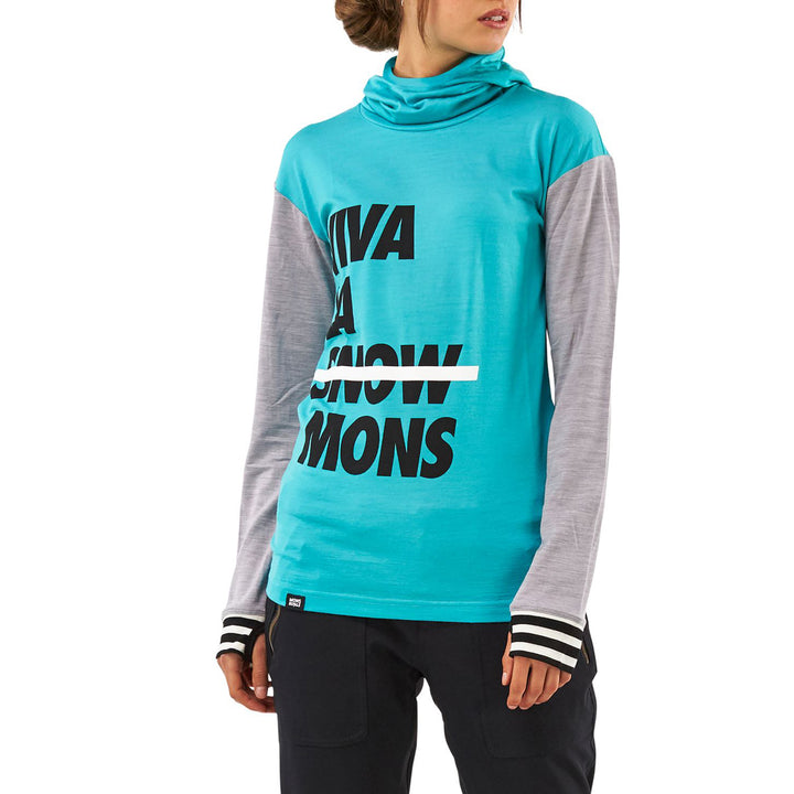MONS ROYALE Yotei BF Powder Hood Top - Women's Tropicana/Grey Marl