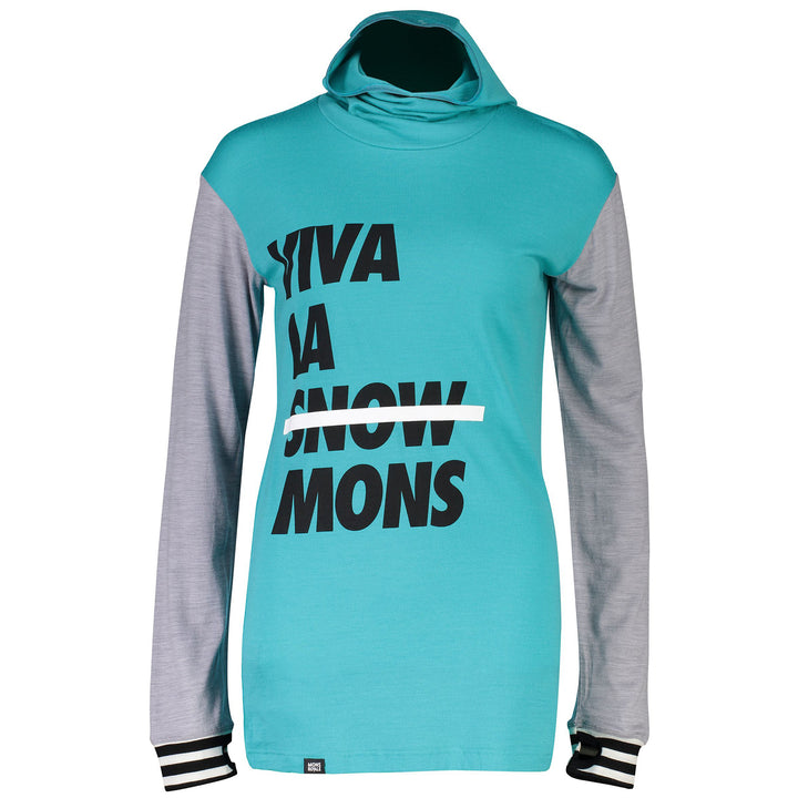 MONS ROYALE Yotei BF Powder Hood Top - Women's Tropicana/Grey Marl