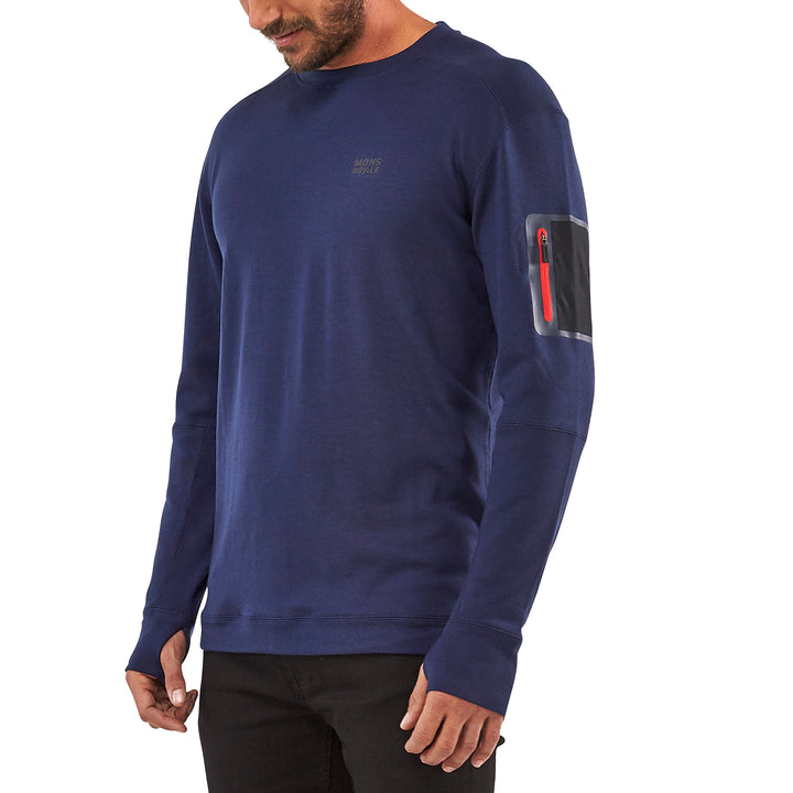 MONS ROYALE The Harkin Jersey Crew Top Navy