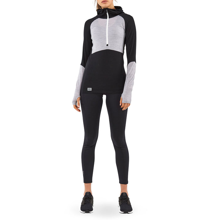 MONS ROYALE Bella Tech Hoodie - Women's Black/Grey Marl
