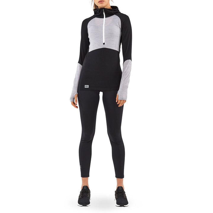MONS ROYALE Bella Tech Hoodie - Women's Black/Grey Marl