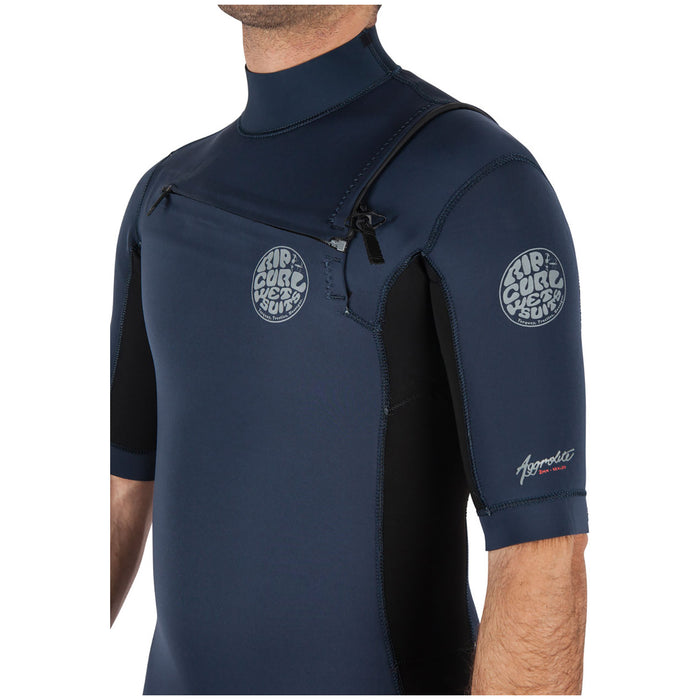 Rip Curl 2mm Aggrolite Short Sleeve Chest Zip Wetsuit Red