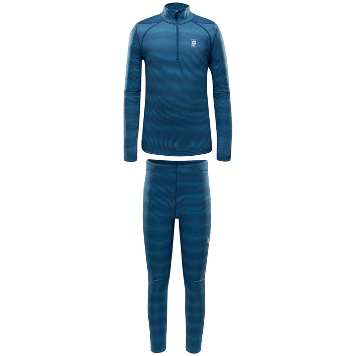 Orage Mic Mac Baselayer Set - Big Kids' Midnight Blue Stripe
