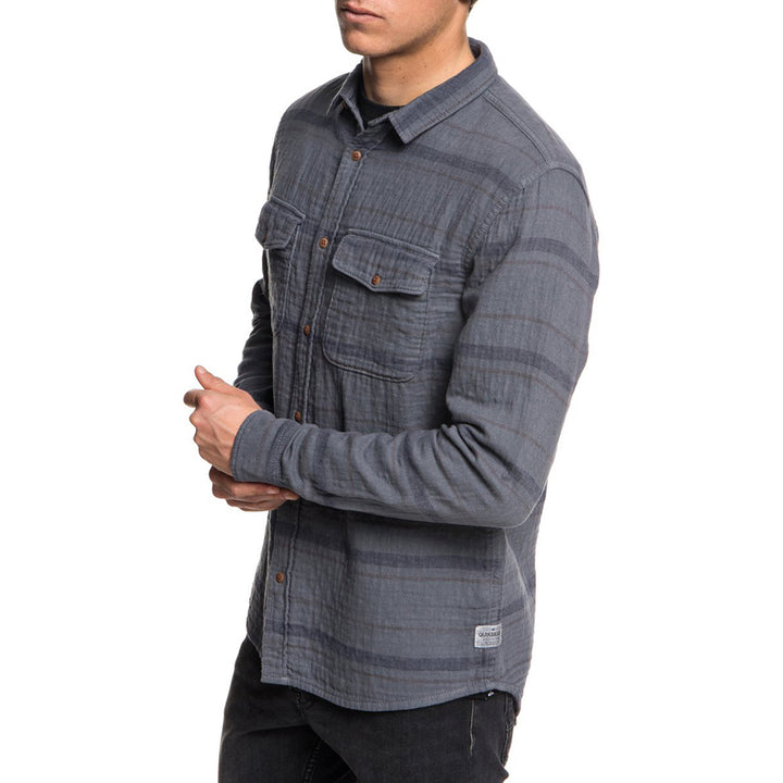 Quiksilver Hamada Life Long-Sleeve Shirt Iron Gate Striped Flannel