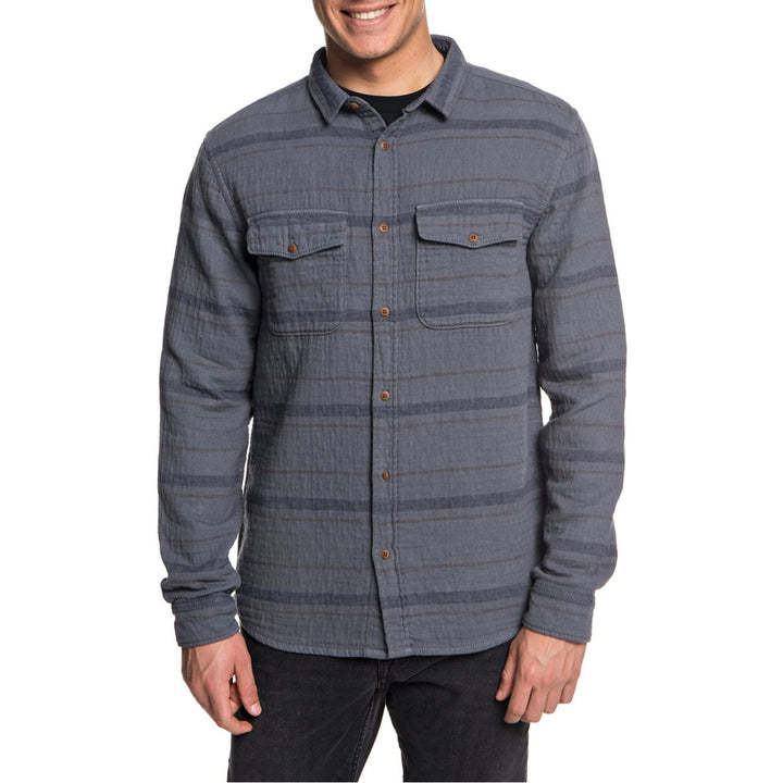 Quiksilver Hamada Life Long-Sleeve Shirt Iron Gate Striped Flannel