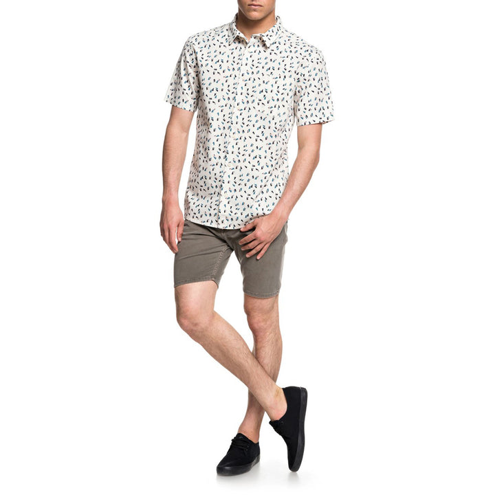 Quiksilver Akan Waters Short-Sleeve Shirt Birch Mechanical Ditsy