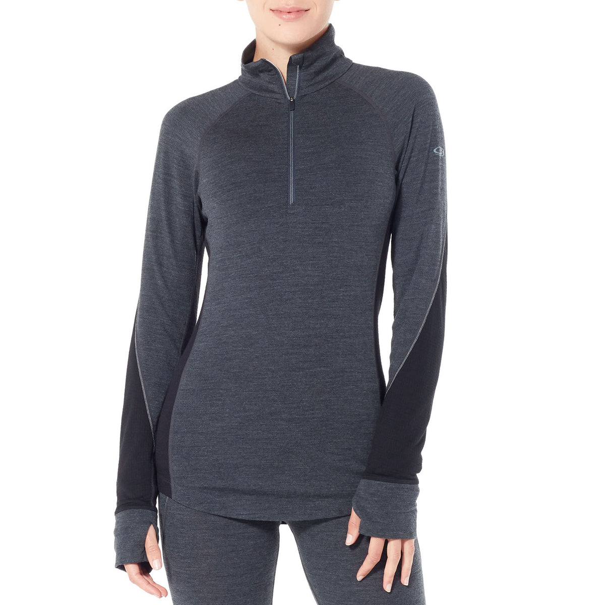 Icebreaker Zone 260 Midweight 1/2 Baselayer Top - Women's Jet Heather/Black/Snow- do not use