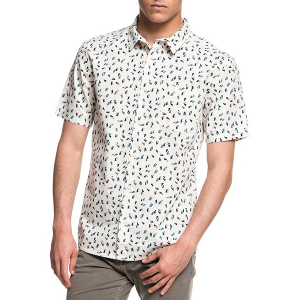 Quiksilver Akan Waters Short-Sleeve Shirt Birch Mechanical Ditsy