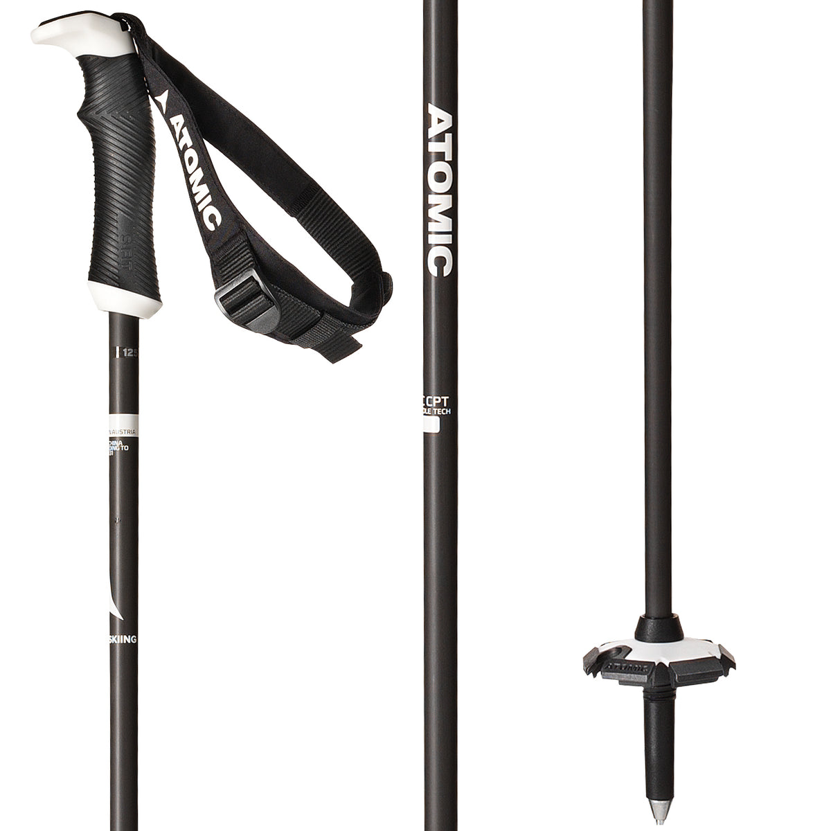 Atomic AMT Carbon SQS Ski Poles Black/White