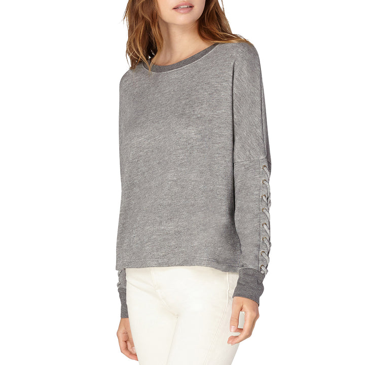 Beyond Yoga Lasso Tie Cropped Pullover - Women's Medium Heather Grey