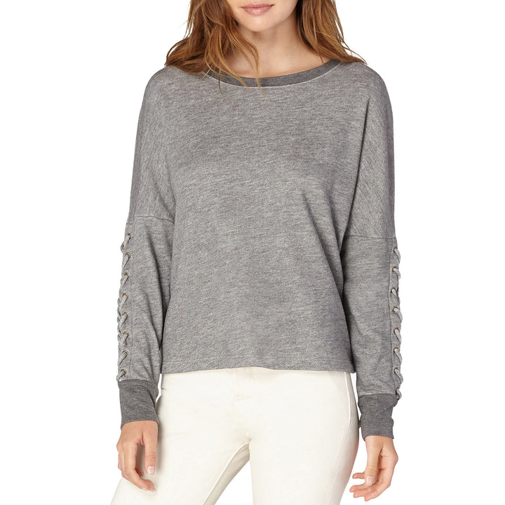 Beyond Yoga Lasso Tie Cropped Pullover - Women's Medium Heather Grey