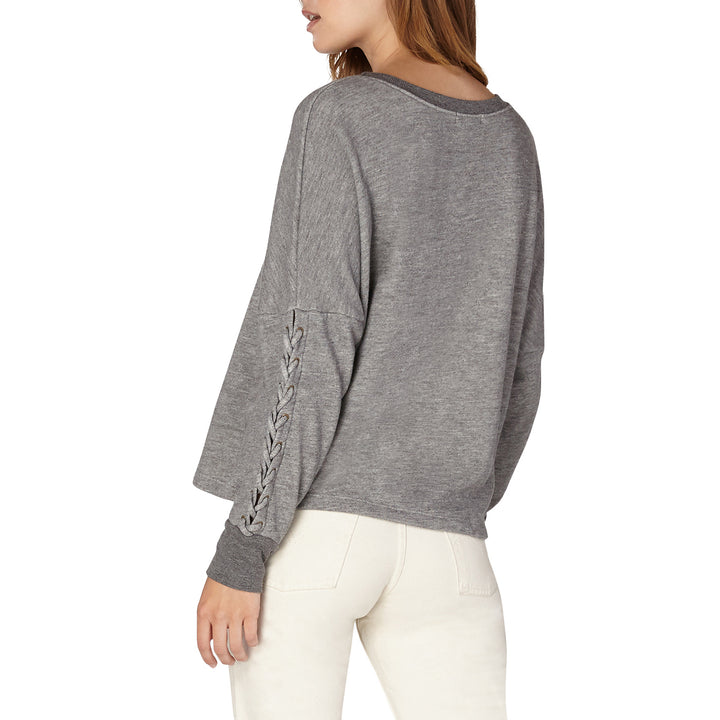 Beyond Yoga Lasso Tie Cropped Pullover - Women's Medium Heather Grey