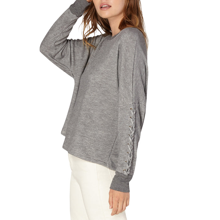 Beyond Yoga Lasso Tie Cropped Pullover - Women's Medium Heather Grey