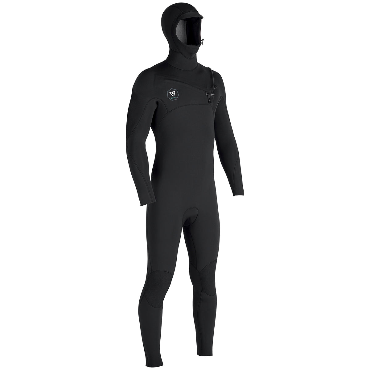 Vissla 7 Seas 4/3 Hooded Chest Zip Wetsuit Black With Jade