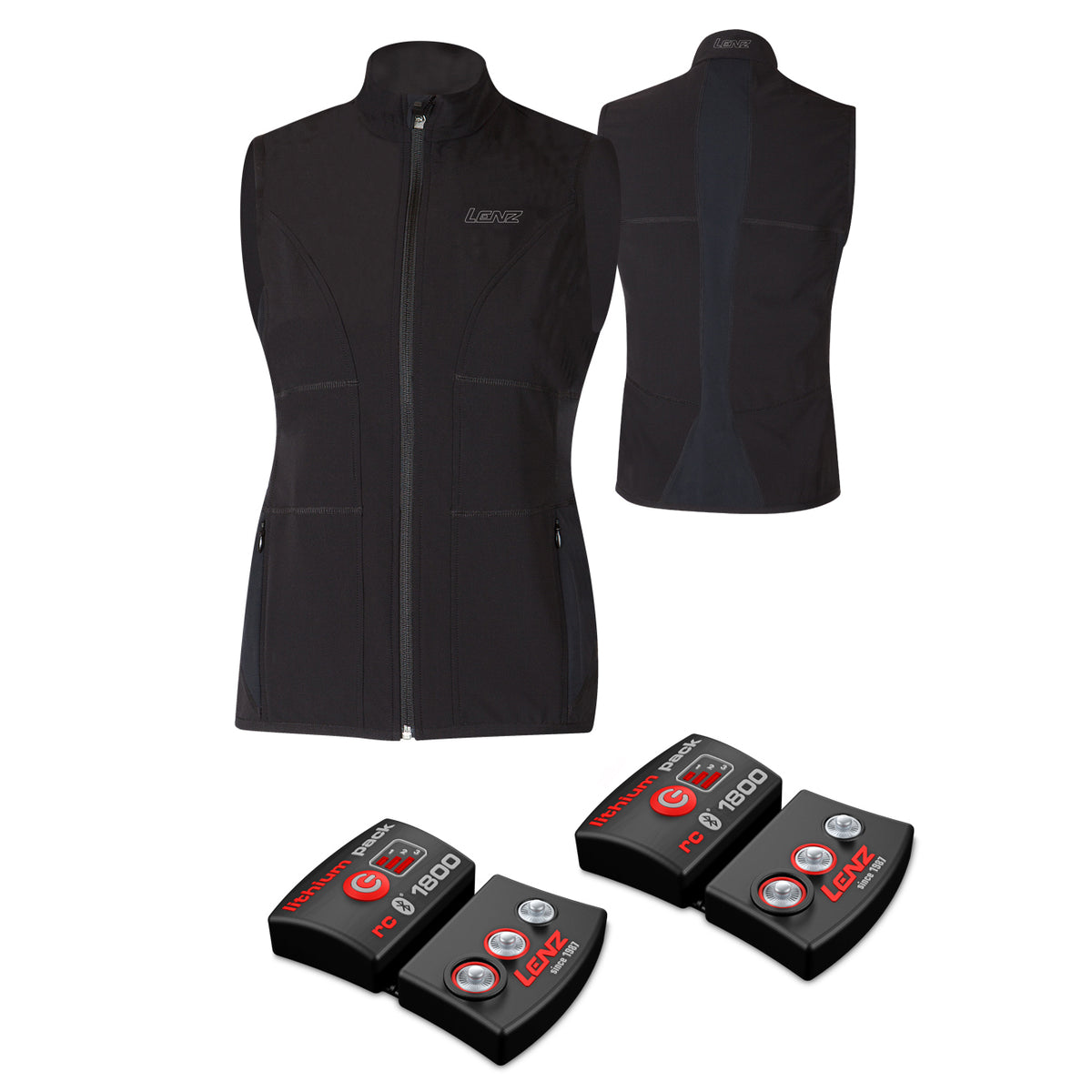 Lenz Heat Vest + Set of rcB 1800 Lithium Battery Packs - Women's