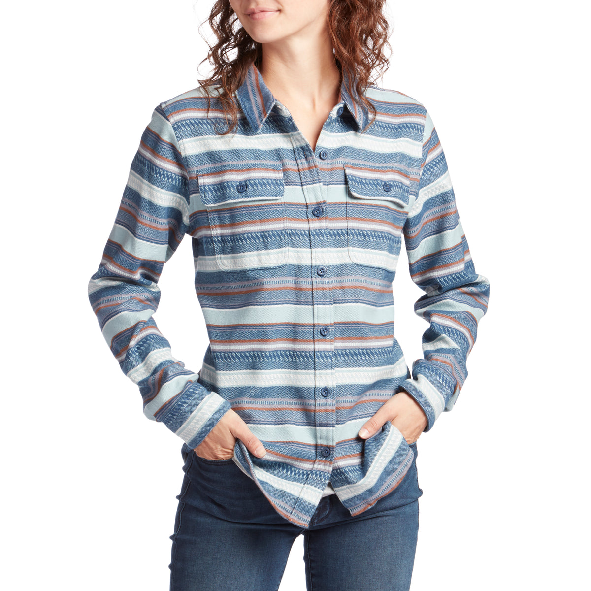 Patagonia Long-Sleeve Fjord Flannel Shirt - Women's Folk Dobby: Stone Blue