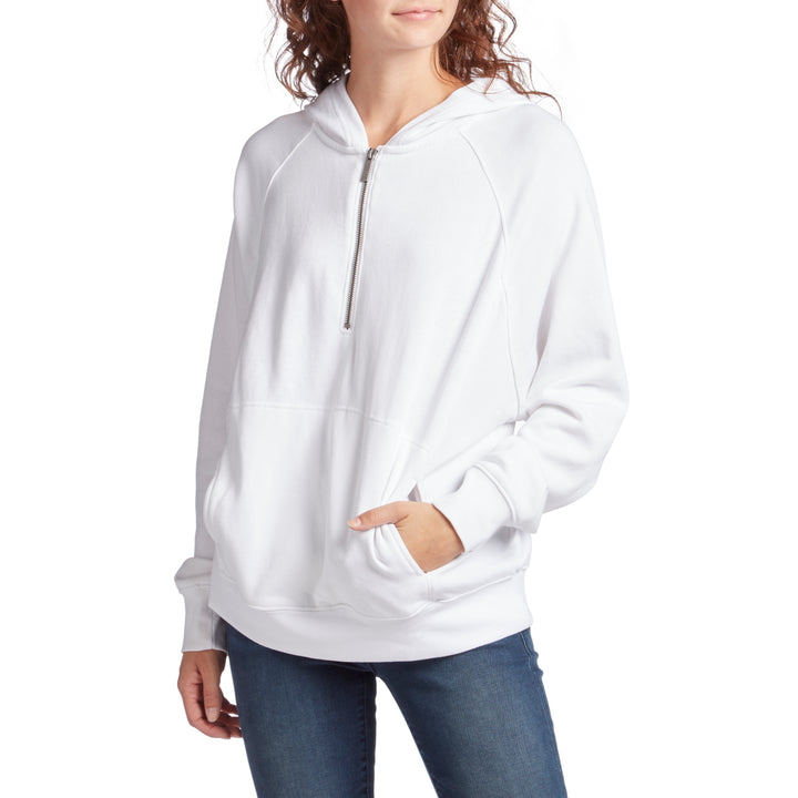 Z Supply The Half-Zip Pullover Hoodie - Women's White