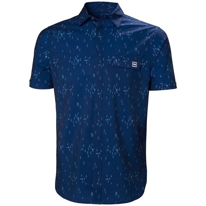 Helly Hansen Oya Short-Sleeve Button-Down Shirt Catalina Blue Print