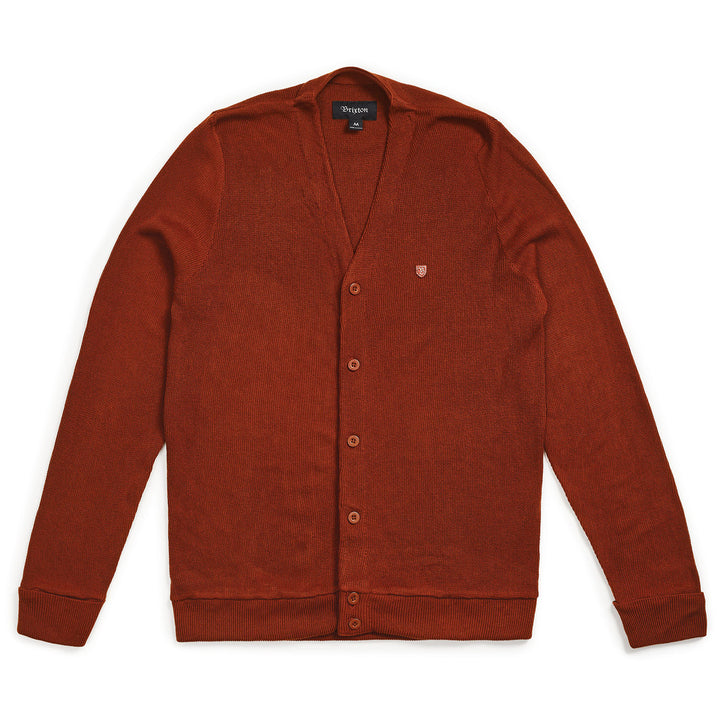 Brixton Miles Cardigan Sweater Rust/Dark Rust