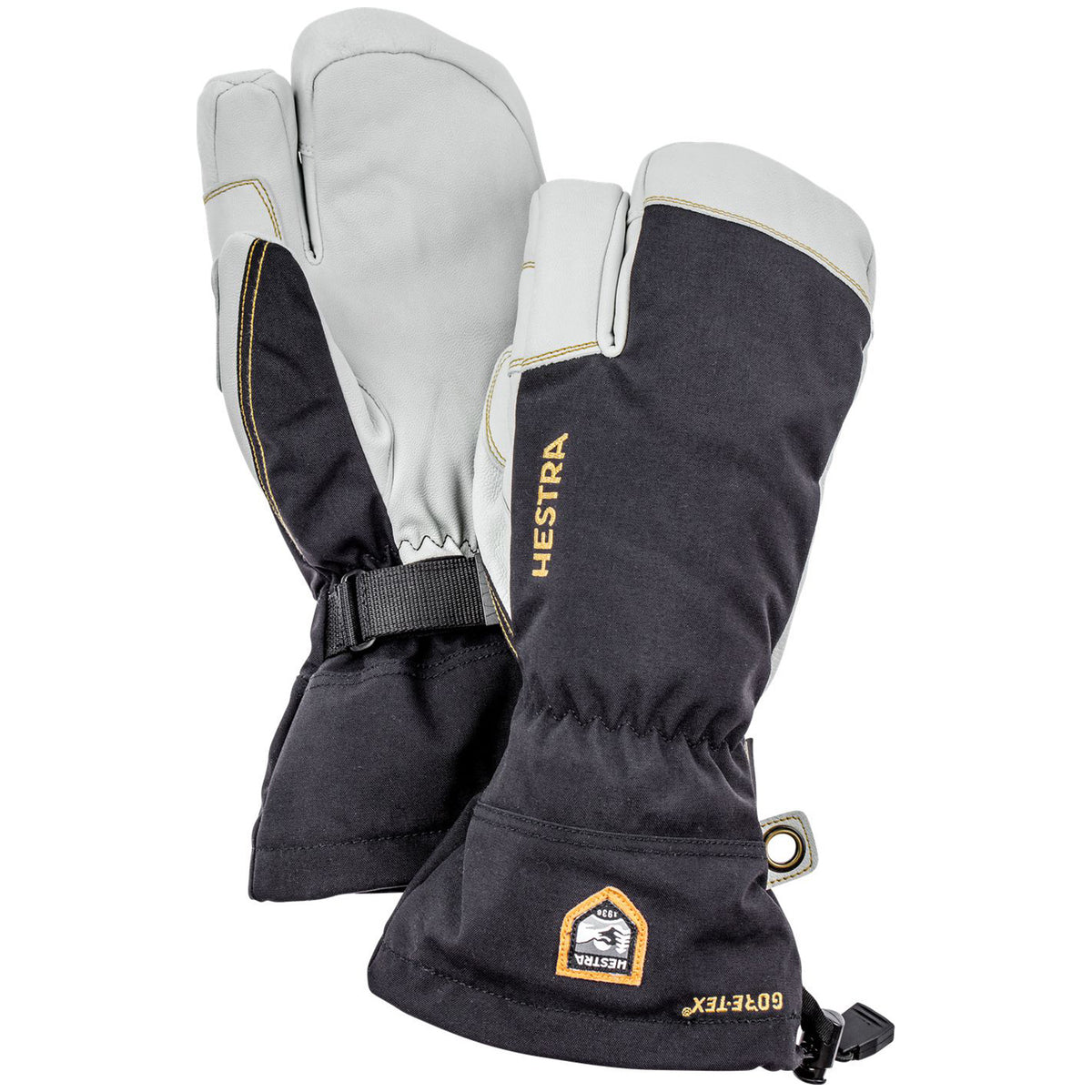 Hestra Army Leather Gore-Tex 3-Finger Mittens Black
