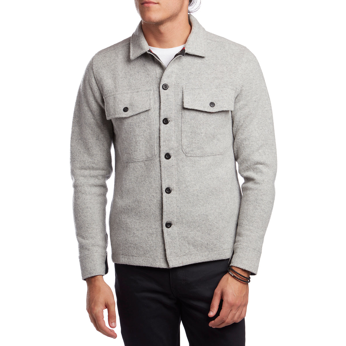 Topo Designs Wool Shirt Gray Front View