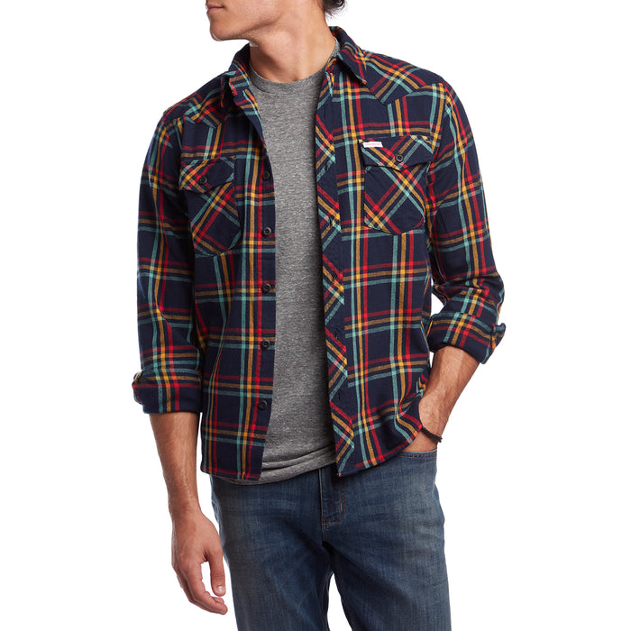 Topo Designs Mountain Plaid Shirt Navy Front View