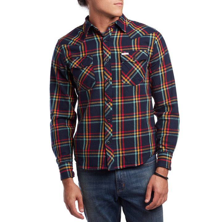 Topo Designs Mountain Plaid Shirt Navy Detail 1 View