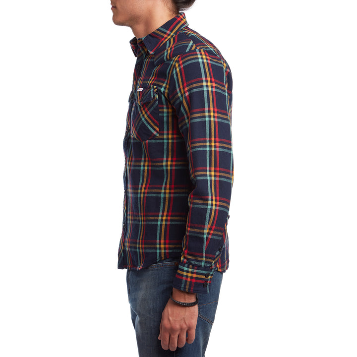 Topo Designs Mountain Plaid Shirt Navy Side View