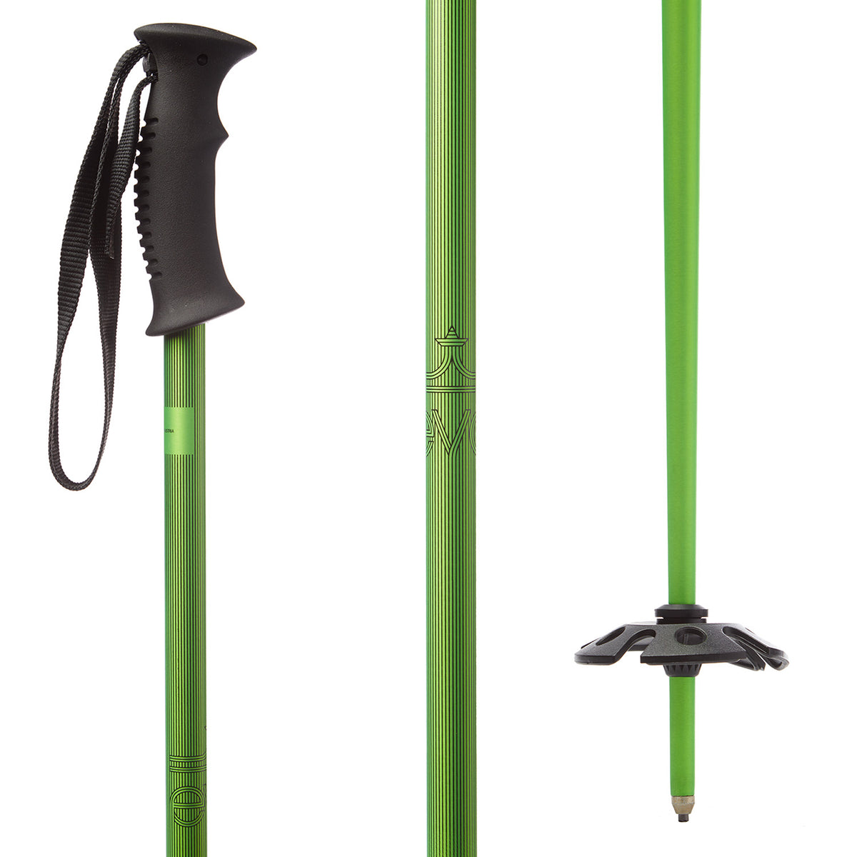 evo Send'r Ski Poles 2020 Matte Black/Matte Green Stripe Fade