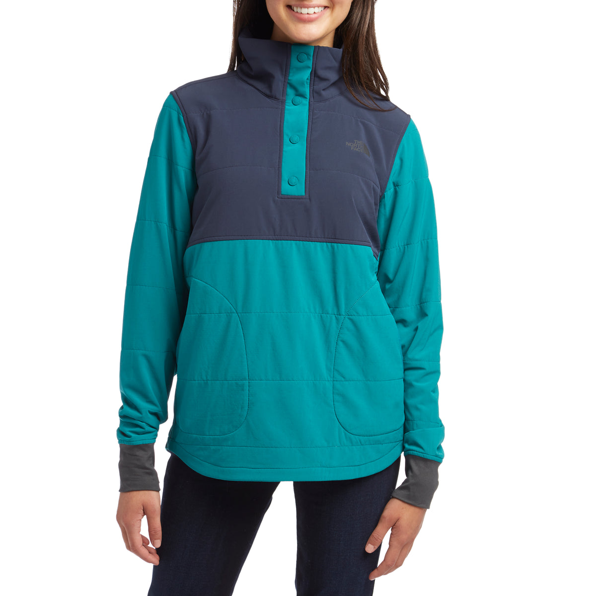 The North Face Mountain 1/4 Snap Sweatshirt - Women's Everglade/Urban Navy