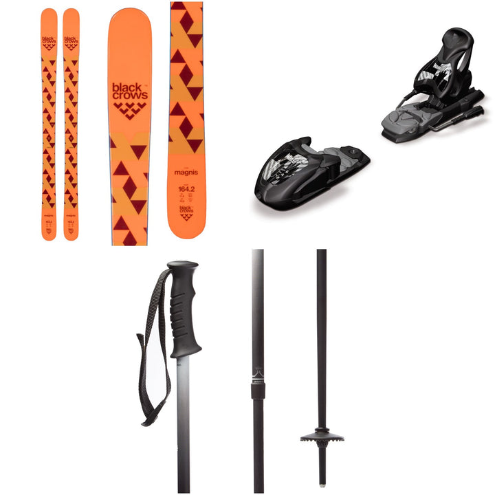 Black Crows Magnis Skis - Big Boys' + Marker M7.0 Free Ski Bindings - Big Kids' + evo Lil Send'r Adjustable Ski Poles - Little Kids'