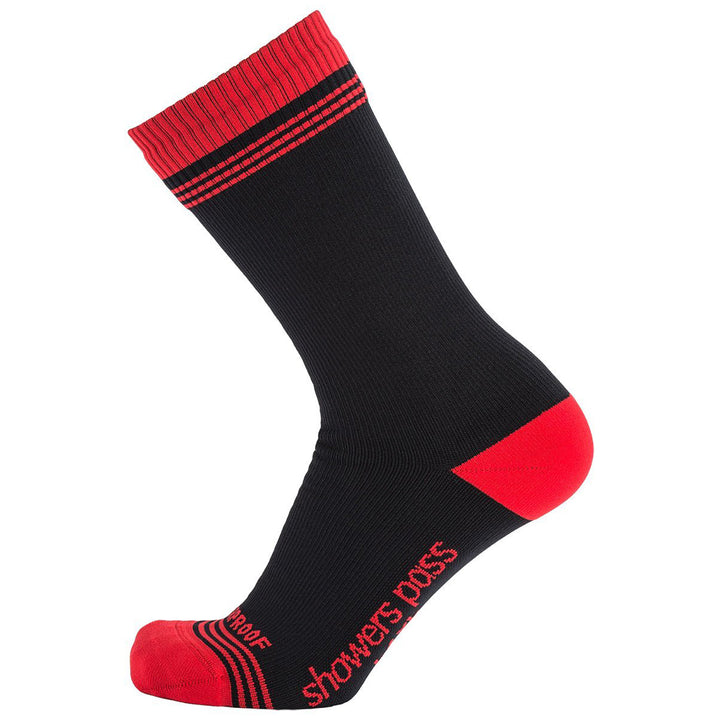 Showers Pass Crosspoint Waterproof Crew Socks Black/Chili Pepper
