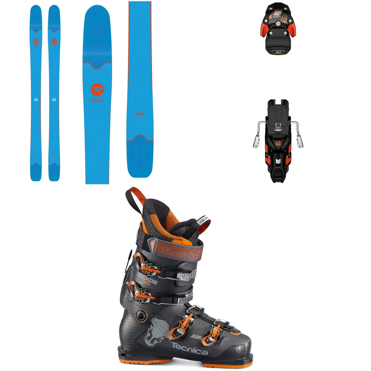 Rossignol Sin 7 Skis + Salomon Warden MNC 13 Ski Bindings + Tecnica Cochise 90 Ski Boots 2018