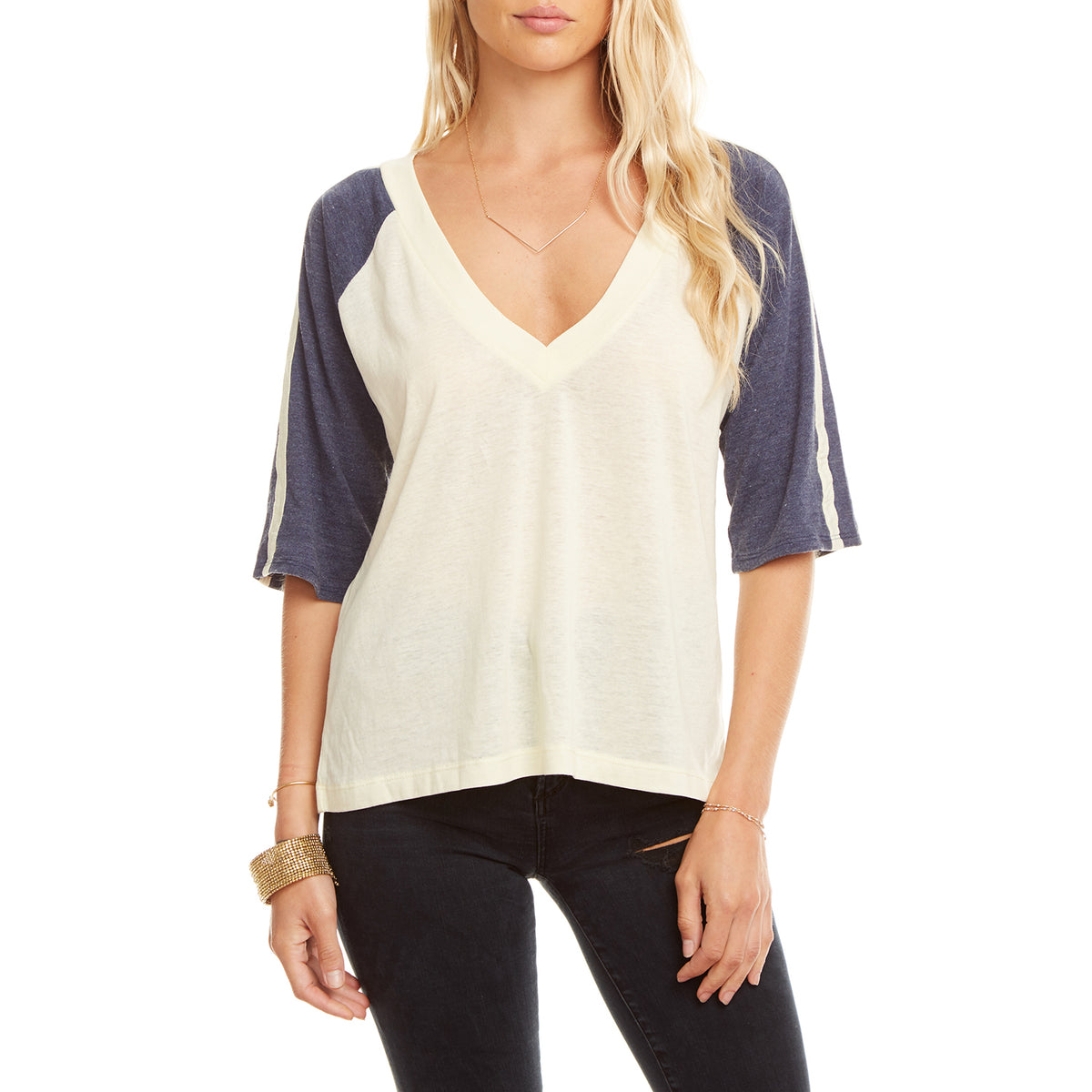 Chaser Blocked Jersey Raglan T-Shirt - Women's Chick and Sailboat