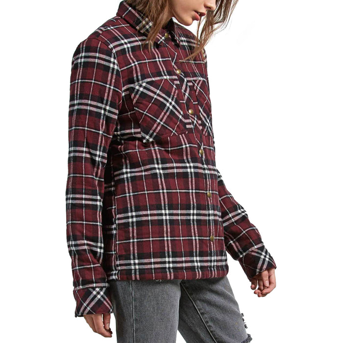 Volcom Plaid About You Flannel Shacket - Women's Burgundy