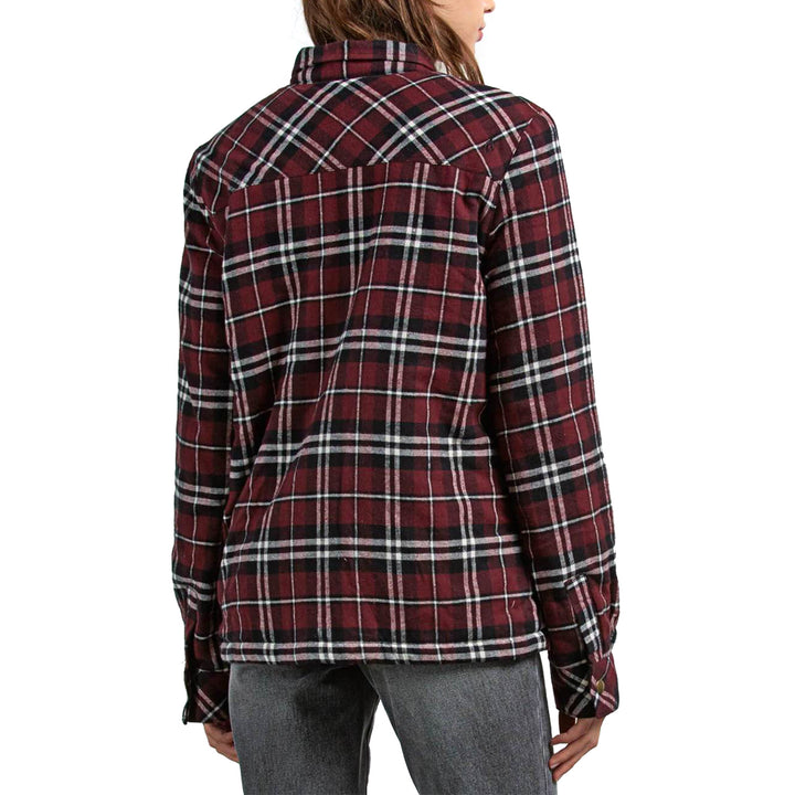 Volcom Plaid About You Flannel Shacket - Women's Burgundy