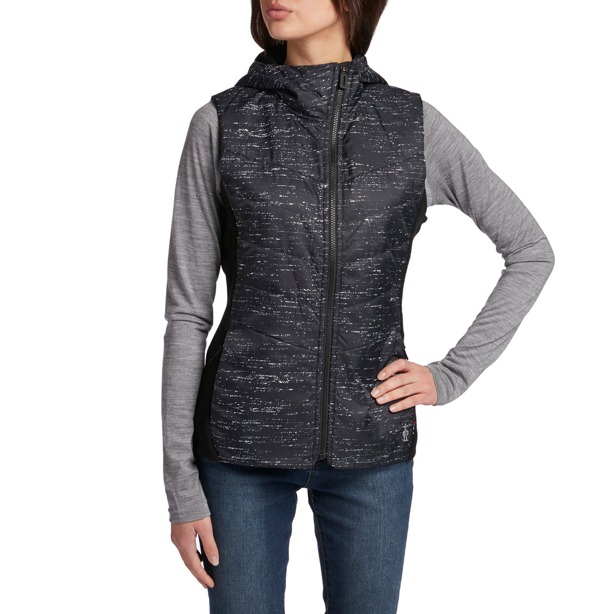 Smartwool Smartloft 60 Hoodie Vest - Women's Black-Light Gray