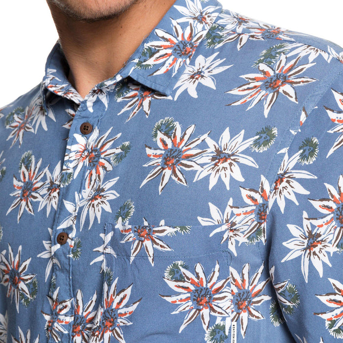 Quiksilver Fluid Geometric Short-Sleeve Shirt Stone Wash Tea Towel