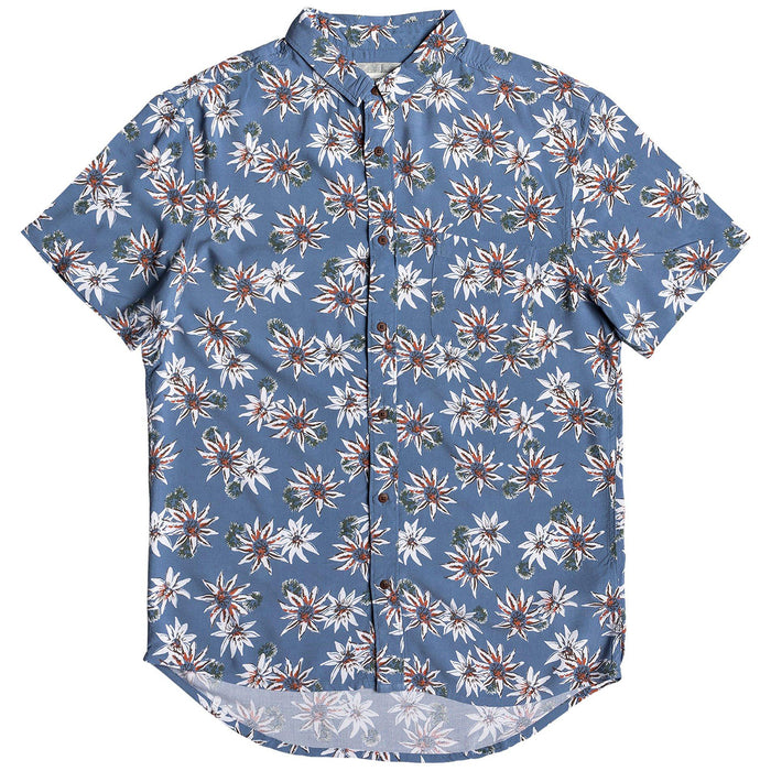 Quiksilver Fluid Geometric Short-Sleeve Shirt Stone Wash Tea Towel