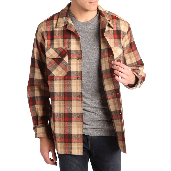 Pendleton The Original Board Shirt™ Flannel Tan Mix/Red Plaid