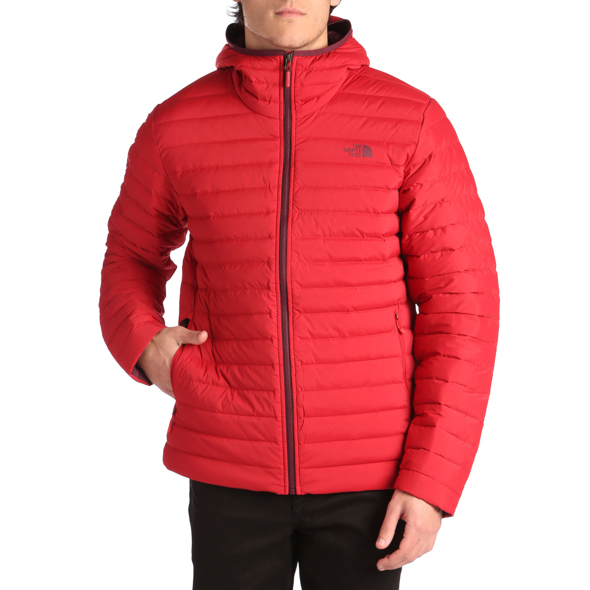 The North Face Stretch Down Hoodie Rage Red/Fig