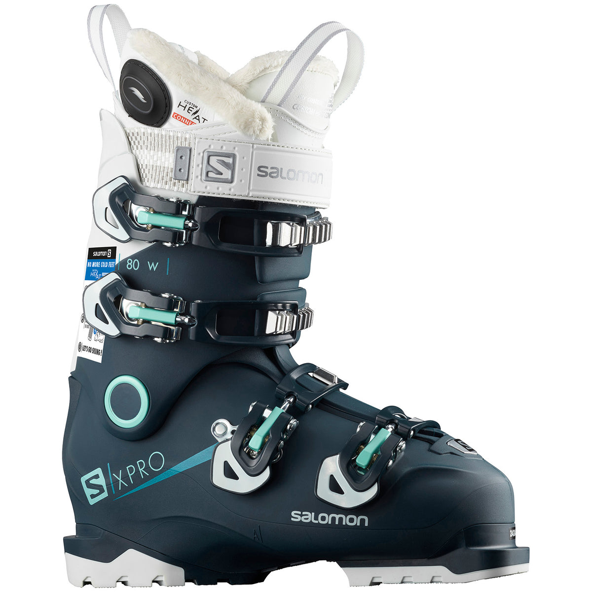 Salomon X Pro 80 W Custom Heat Connect Ski Boots - Women's 2019 Petrol Blue/White/Aruba Blue