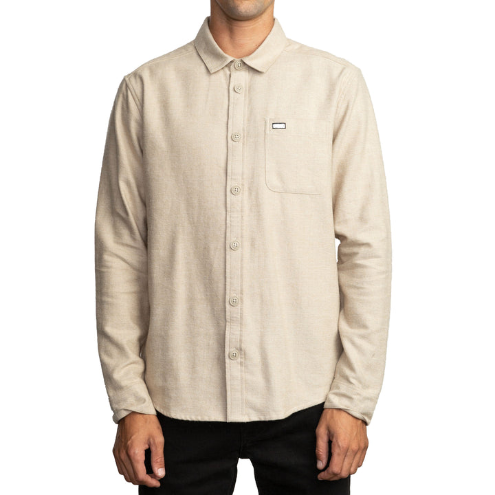 RVCA Black Sand Flannel Long-Sleeve Shirt Dust Yellow