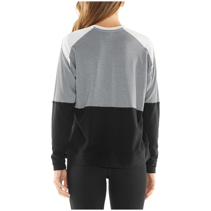 Icebreaker Momentum LS Crew Sweatshirt - Women's Fossil/Snow Heather/Black