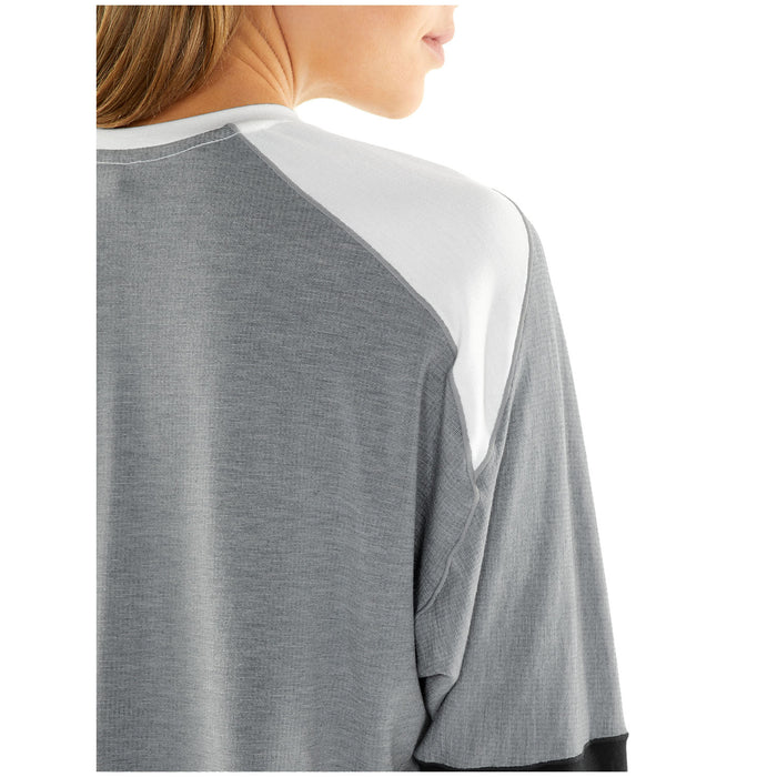 Icebreaker Momentum LS Crew Sweatshirt - Women's Fossil/Snow Heather/Black